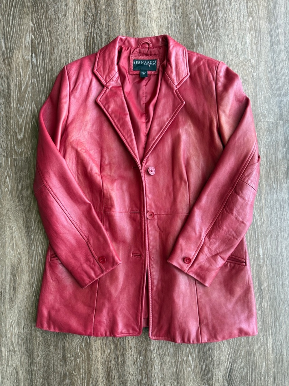 Bernardo Y2K Womens Red Leather Blazer
